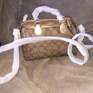 Gold/brown coach purse